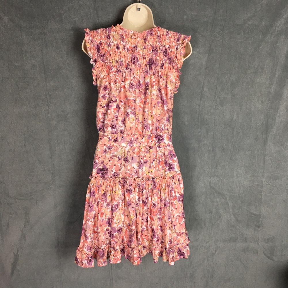 Dear John Pink‎ Floral Tiered Mini Dress XS Smocked Cottagecore - Picture 5 of 16
